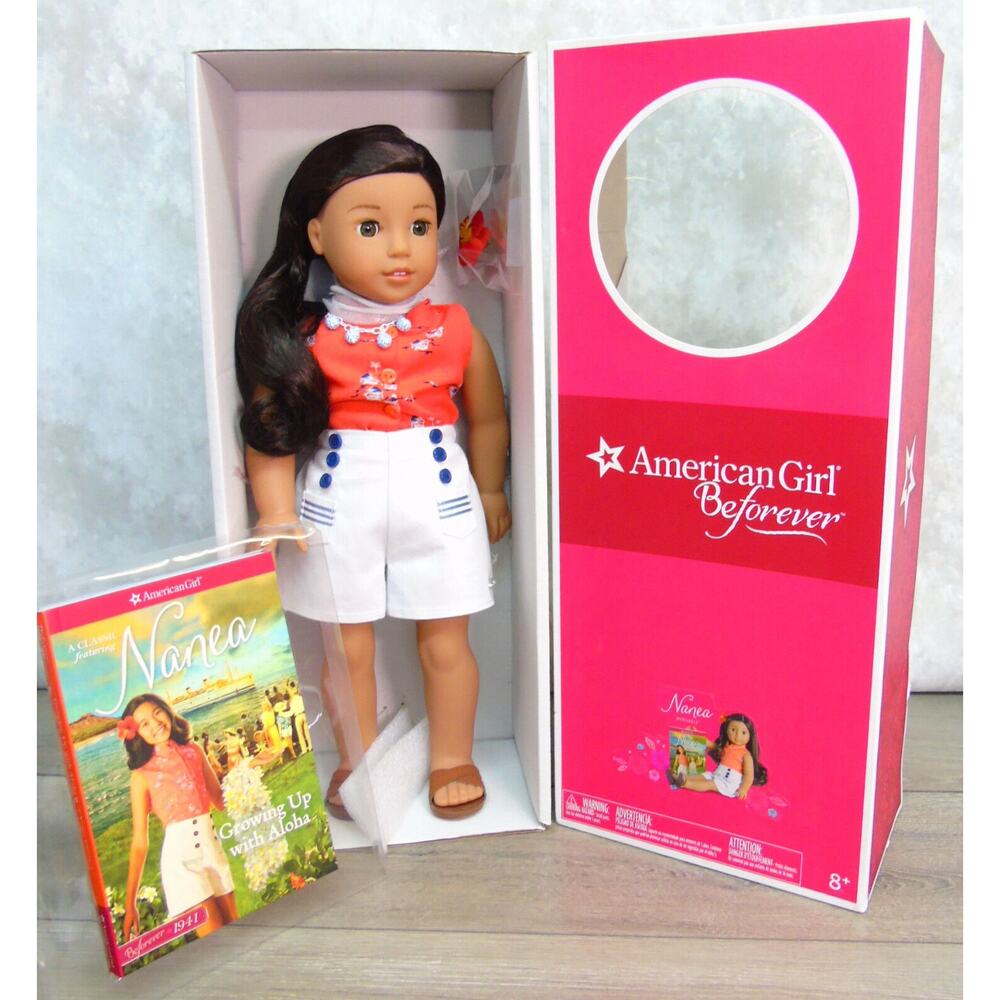American Girl Nanea Doll 1940s Meet Outfit Necklace Hair Flower Book Box New